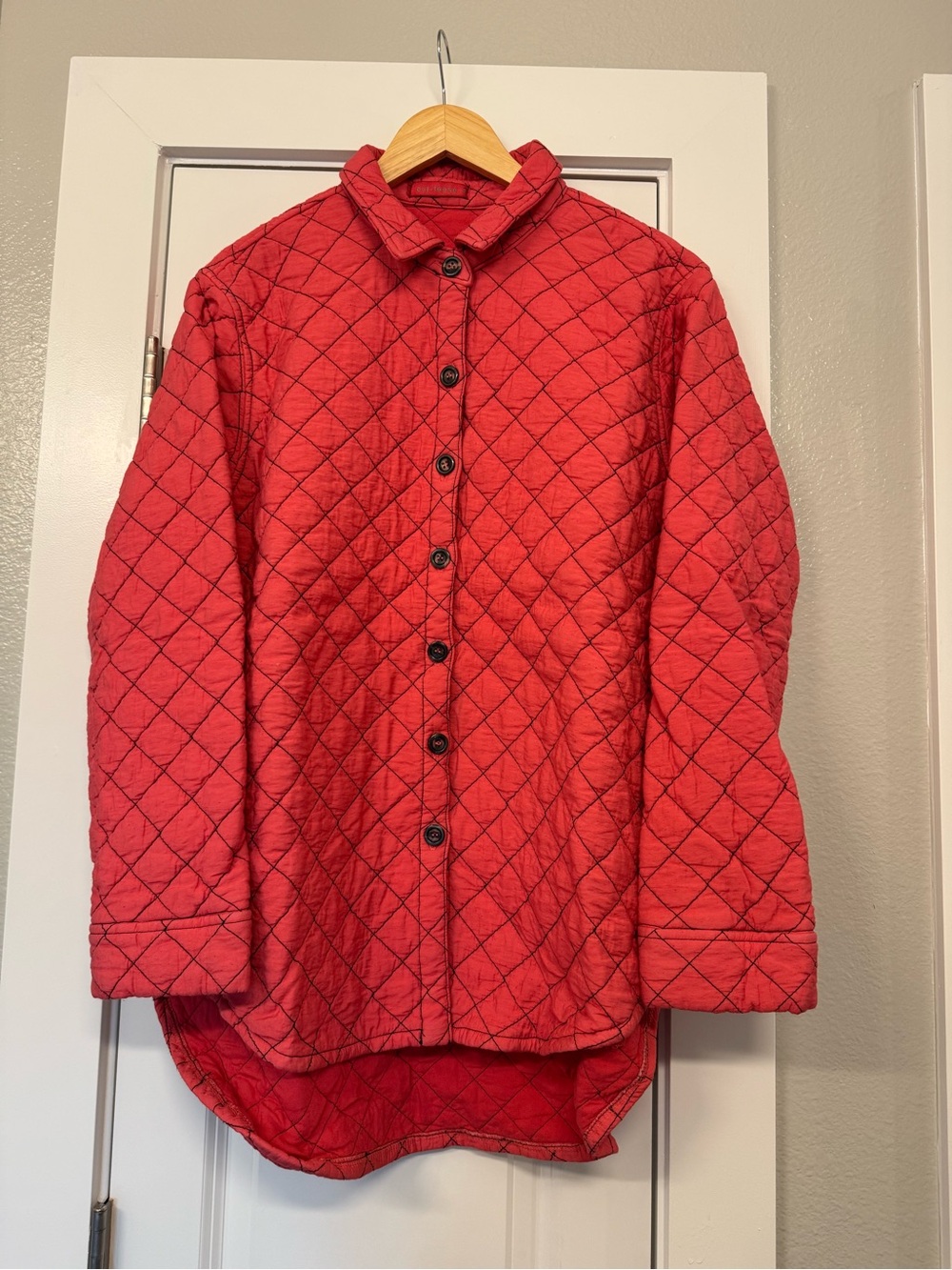 cut loose Quilted Pink Button-Up Puffer Jacket